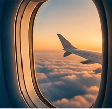 Céu visto pela janela de um avião